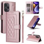 For Xiaomi Poco F5 Diamond Lattice Leather Flip Phone Case(Rose Gold)