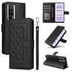 For Xiaomi Poco F5 Pro Diamond Lattice Leather Flip Phone Case(Black)