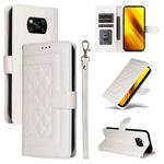 For Xiaomi Poco X3 NFC Diamond Lattice Leather Flip Phone Case(White)