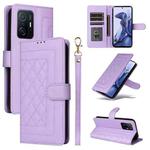 For Xiaomi 11T / 11T Pro Diamond Lattice Leather Flip Phone Case(Light Purple)