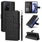 For Xiaomi 11T / 11T Pro Diamond Lattice Leather Flip Phone Case(Black)