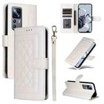 For Xiaomi 12T / 12T Pro Diamond Lattice Leather Flip Phone Case(White)