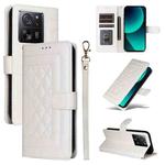 For Xiaomi 13T / 13T Pro Diamond Lattice Leather Flip Phone Case(White)