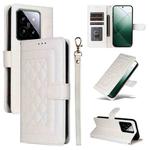 For Xiaomi 14 5G Diamond Lattice Leather Flip Phone Case(White)
