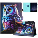 For iPad Pro 11 2022 / Air 10.9 2022 Painted Litchi Leather Sewing Smart Tablet Case(Colorful Owl)