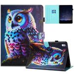 For iPad 10.2 2021 / Air 10.5 Painted Litchi Leather Sewing Smart Tablet Case(Colorful Owl)