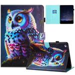 For iPad mini 5 / 4 / 3 / 2 Painted Litchi Leather Sewing Smart Tablet Case(Colorful Owl)