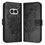 For Nothing Phone 2a Embossed Butterfly Leather Phone Case(Black)