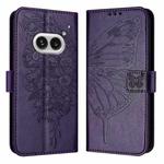 For Nothing Phone 2a Embossed Butterfly Leather Phone Case(Dark Purple)