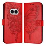 For Nothing Phone 2a Embossed Butterfly Leather Phone Case(Red)