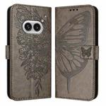 For Nothing Phone 2a Embossed Butterfly Leather Phone Case(Grey)