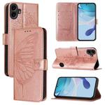 For Nothing CMF Phone 1 Embossed Butterfly Leather Phone Case(Rose Gold)