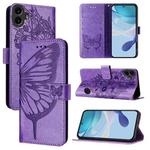 For Nothing CMF Phone 1 Embossed Butterfly Leather Phone Case(Light Purple)