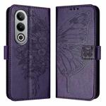 For OnePlus Nord CE4 Embossed Butterfly Leather Phone Case(Dark Purple)