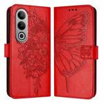 For OnePlus Nord CE4 Embossed Butterfly Leather Phone Case(Red)