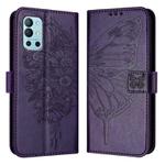 For OnePlus 9R / 8T Embossed Butterfly Leather Phone Case(Dark Purple)