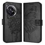 For OnePlus 12 5G Global Embossed Butterfly Leather Phone Case(Black)