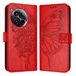 For OnePlus 12 5G Global Embossed Butterfly Leather Phone Case(Red)