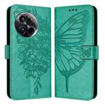 For OnePlus 12 5G Global Embossed Butterfly Leather Phone Case(Green)