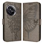 For OnePlus 12 5G Global Embossed Butterfly Leather Phone Case(Grey)