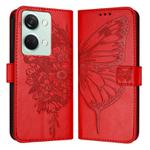For OnePlus Ace 2V / Nord 3 Embossed Butterfly Leather Phone Case(Red)