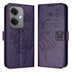 For OnePlus Nord CE3 Embossed Butterfly Leather Phone Case(Dark Purple)