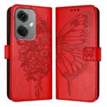 For OnePlus Nord CE3 Embossed Butterfly Leather Phone Case(Red)