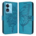 For OnePlus Nord N300 Embossed Butterfly Leather Phone Case(Blue)