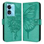 For OnePlus Nord N300 Embossed Butterfly Leather Phone Case(Green)