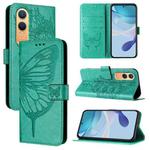 For OnePlus Nord CE4 Lite Embossed Butterfly Leather Phone Case(Green)