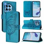 For OnePlus 12R 5G Global Embossed Butterfly Leather Phone Case(Blue)