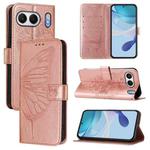For OnePlus Nord 4 5G Global Embossed Butterfly Leather Phone Case(Rose Gold)