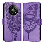 For Realme 12 5G Global Embossed Butterfly Leather Phone Case(Light Purple)