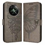 For Realme 12 5G Global Embossed Butterfly Leather Phone Case(Grey)