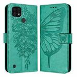 For Realme C20 / C11 2021 / C21 Embossed Butterfly Leather Phone Case(Green)