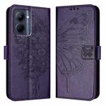 For Realme C33 2022 / C33 2023 Global Embossed Butterfly Leather Phone Case(Dark Purple)