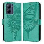 For Realme C33 2022 / C33 2023 Global Embossed Butterfly Leather Phone Case(Green)