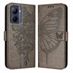 For Realme C33 2022 / C33 2023 Global Embossed Butterfly Leather Phone Case(Grey)