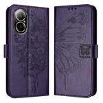 For Realme C67 4G Global Embossed Butterfly Leather Phone Case(Dark Purple)