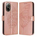 For Realme C67 4G Global Embossed Butterfly Leather Phone Case(Rose Gold)