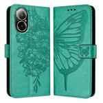 For Realme C67 4G Global Embossed Butterfly Leather Phone Case(Green)