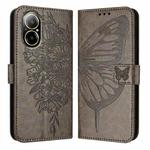 For Realme C67 4G Global Embossed Butterfly Leather Phone Case(Grey)