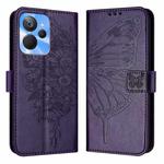 For Realme 10T 5G / 10s 5G / 9i 5G India Embossed Butterfly Leather Phone Case(Dark Purple)