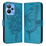 For Realme 10T 5G / 10s 5G / 9i 5G India Embossed Butterfly Leather Phone Case(Blue)