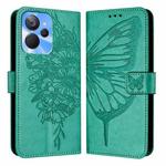 For Realme 10T 5G / 10s 5G / 9i 5G India Embossed Butterfly Leather Phone Case(Green)