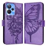 For Realme 10T 5G / 10s 5G / 9i 5G India Embossed Butterfly Leather Phone Case(Light Purple)