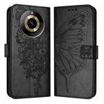 For Realme 11 4G Global Embossed Butterfly Leather Phone Case(Black)