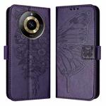 For Realme 11 4G Global Embossed Butterfly Leather Phone Case(Dark Purple)