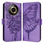 For Realme 11 4G Global Embossed Butterfly Leather Phone Case(Light Purple)
