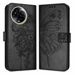 For Realme 11 5G Global / 11X 5G Embossed Butterfly Leather Phone Case(Black)
